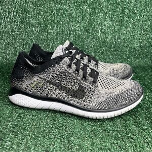 Nike Free RN Flyknit 2018 Women's Size 7.5 Running Shoes Black White Oreo